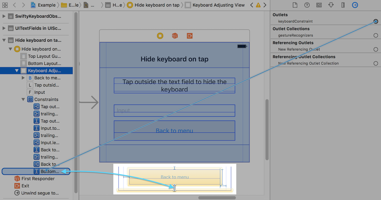 Connect keyboard constraint