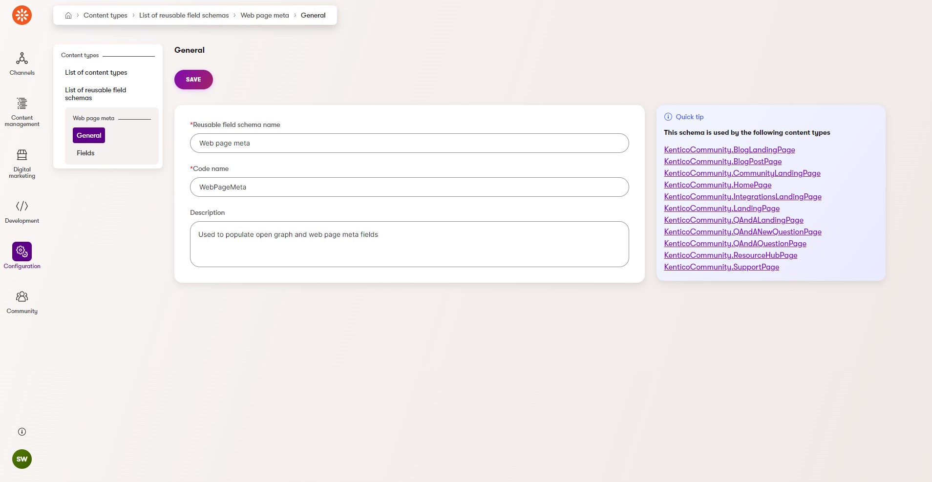 Portal Admin reusable field schema page extender