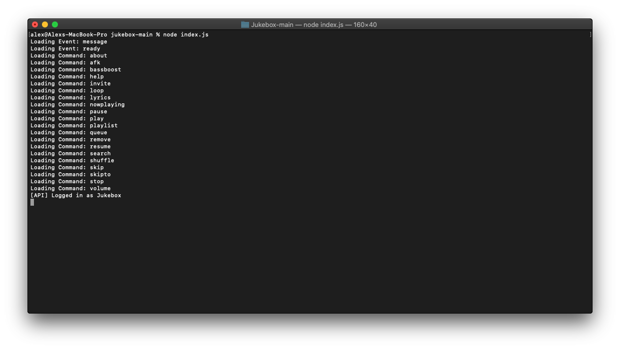 MacOS Terminal (node index.js)