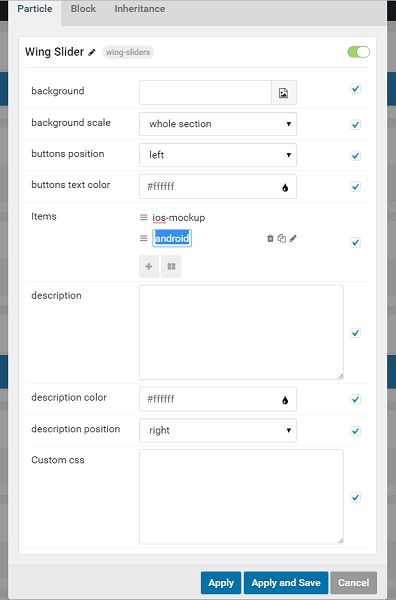 Slider panel picture selector