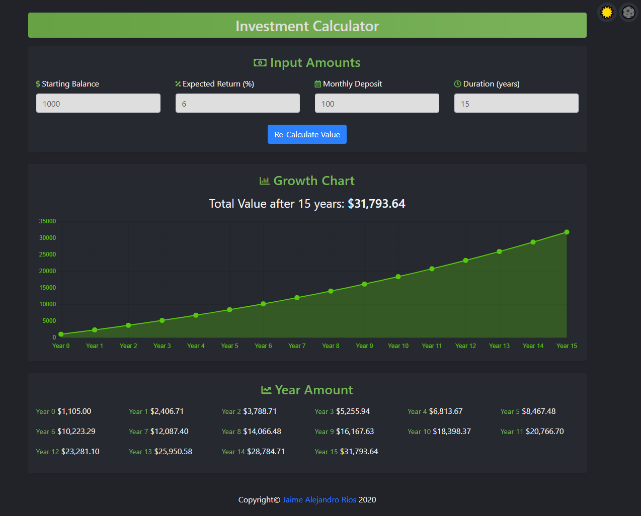 Investment Calculator Image Dark