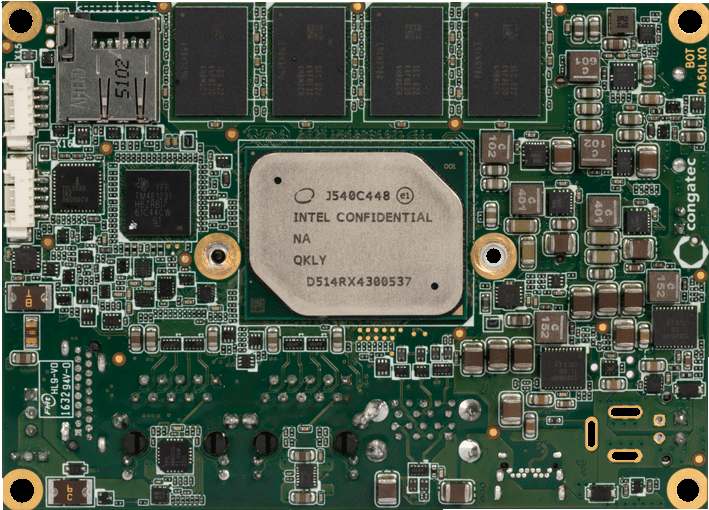 x5-E3930 dual-core Atom CPU pico-ITX board, CPU side view